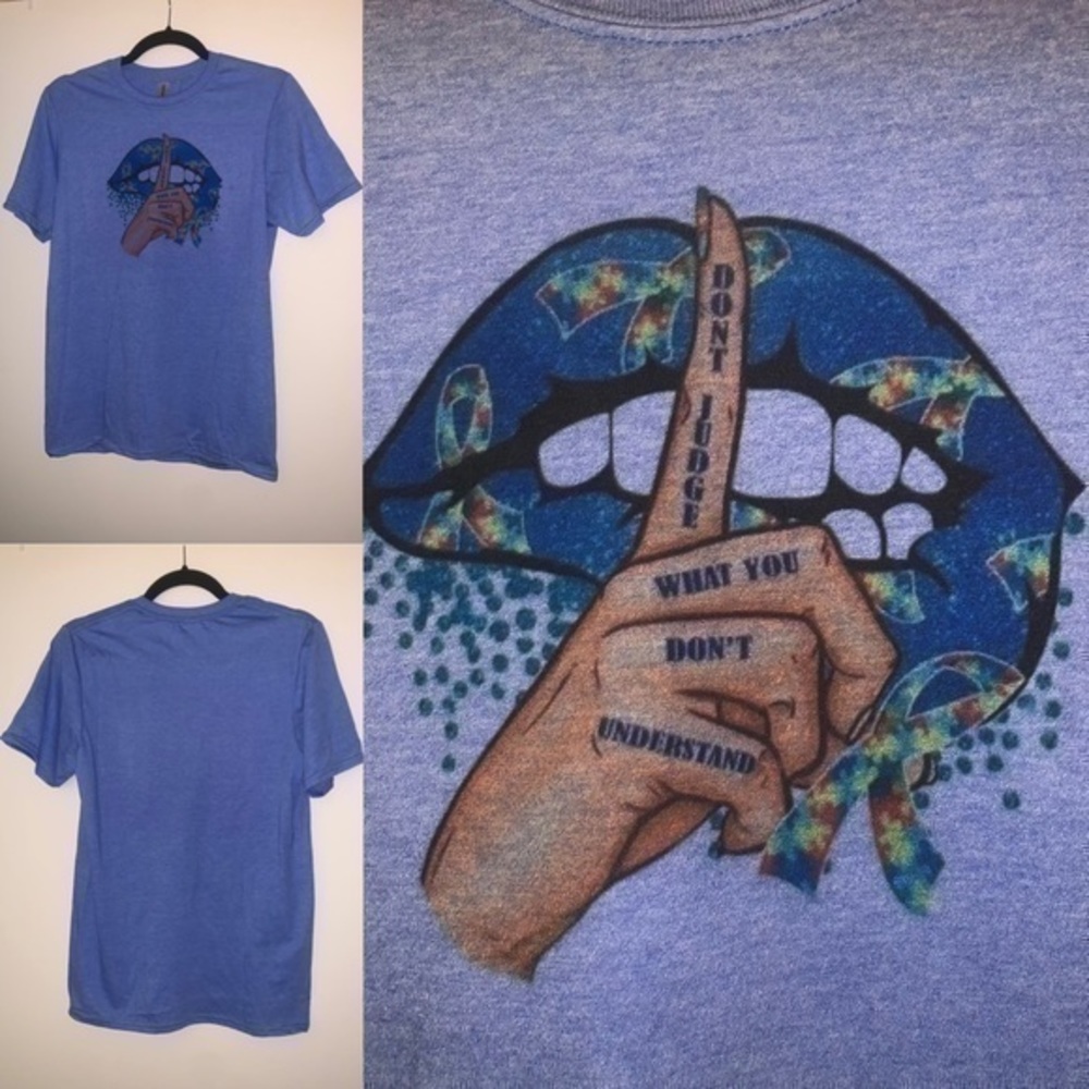 Autism awareness blue graphic shirt new
